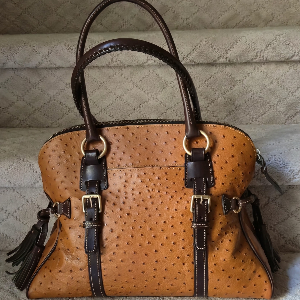 Tan and Dark Brown Shoulder Bag - Classic Structured Tote - Picture 2 of 7